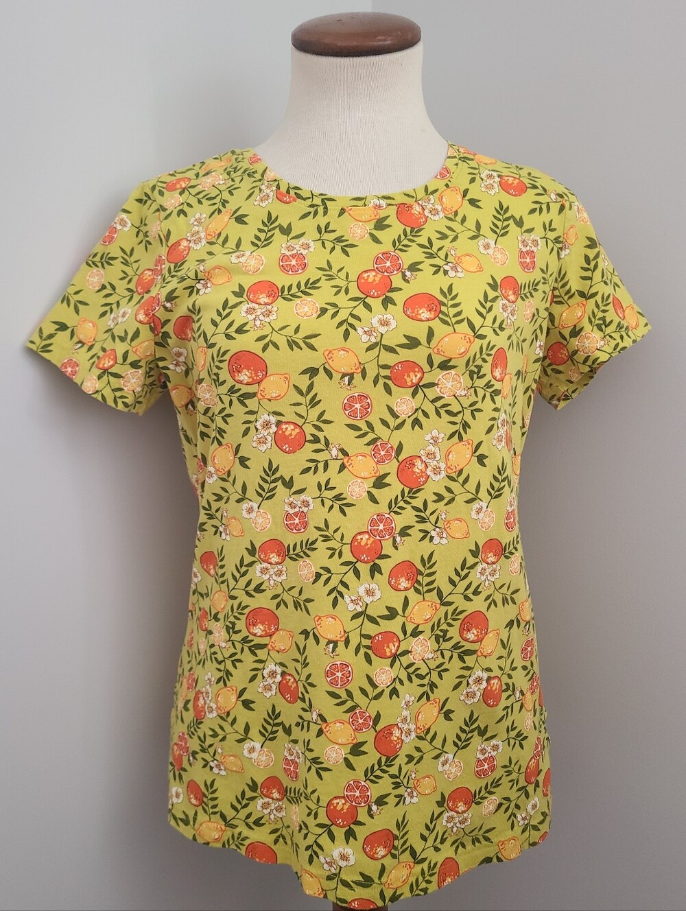 Duluth Trading Lightweight Longtail T Women's S Cotton Citrus Lemons T-Shirt Tee
